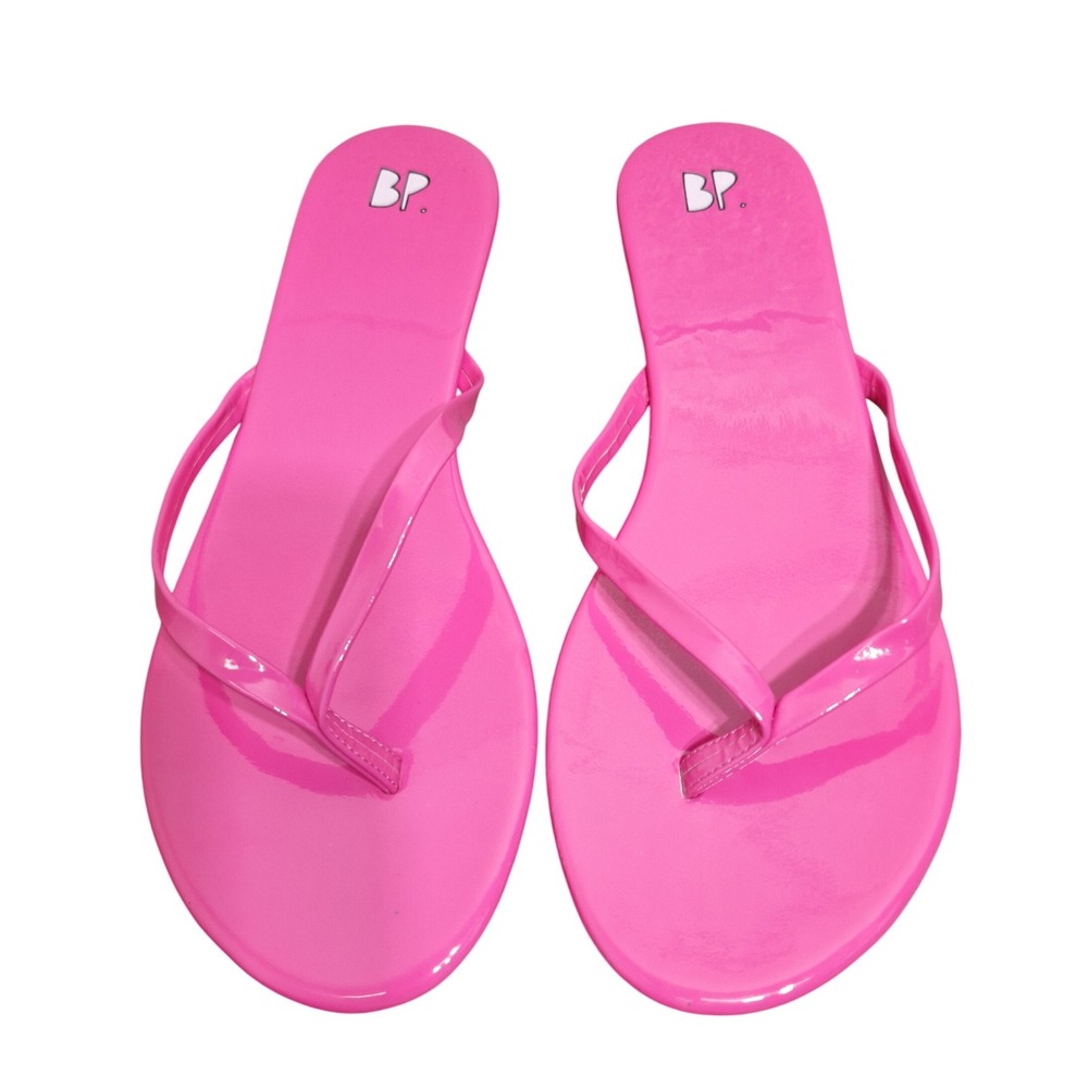 BP Womens Hot Pink Patent Leather Flip Flop Thong Sandals Size 9M RN 58665